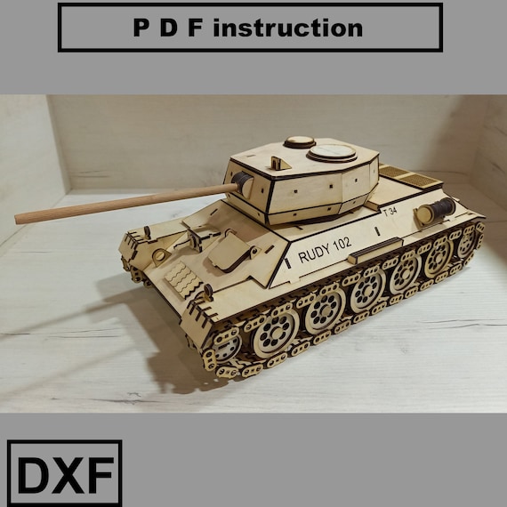 Nr >010< Tank Czołg T34 Rudy 102 Dxf sklejka 3mm plywood