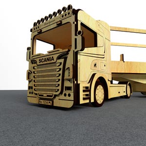 Nr. >001< Lasergeschnittene LKW-Dateien (DXF, SVG, AI), CNC-Baupläne für einen hölzernen Sattelzug, 3 mm Sperrholz-Modellbausatz, Geschenkidee für Ihn, Videoanleitung Bild 4