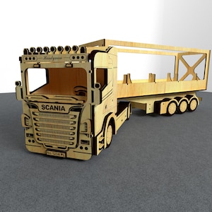Nr. >001< Lasergeschnittene LKW-Dateien (DXF, SVG, AI), CNC-Baupläne für einen hölzernen Sattelzug, 3 mm Sperrholz-Modellbausatz, Geschenkidee für Ihn, Videoanleitung Bild 3
