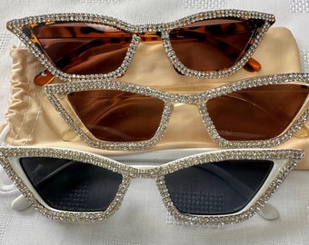 Diamante Cateye Sunglasses - Rhinestone retro sunglasses - Lightweight/ UV protection