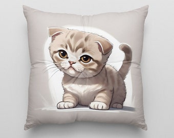 Folded Whispers: Scottish Fold Kitty Custom Pet Pillow | Personalised Pet Portrait | Pet memorial gift | Gifts for cat lovers