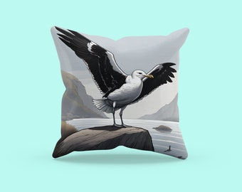 Imposing Majesty: Great Black-backed Gull Custom Bird Pillow | Personalised Portrait | Bird memorial gift | Gifts for Bird lovers | Gift