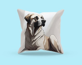 Guardian Majesty: Anatolian Shepherd Dog on White Custom Pet Pillow | Personalised Pet Portrait | Pet memorial gift | Gifts for Dog Lovers