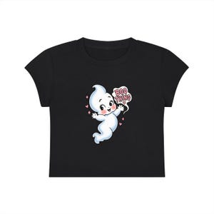 Camiseta con estampado de fantasmas, top espeluznante de Halloween, camiseta corta (impresión DTG) Black
