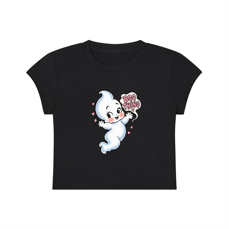 Camiseta con estampado de fantasmas, top espeluznante de Halloween, camiseta corta (impresión DTG) Black