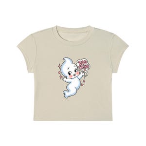 Camiseta con estampado de fantasmas, top espeluznante de Halloween, camiseta corta (impresión DTG) Apricot