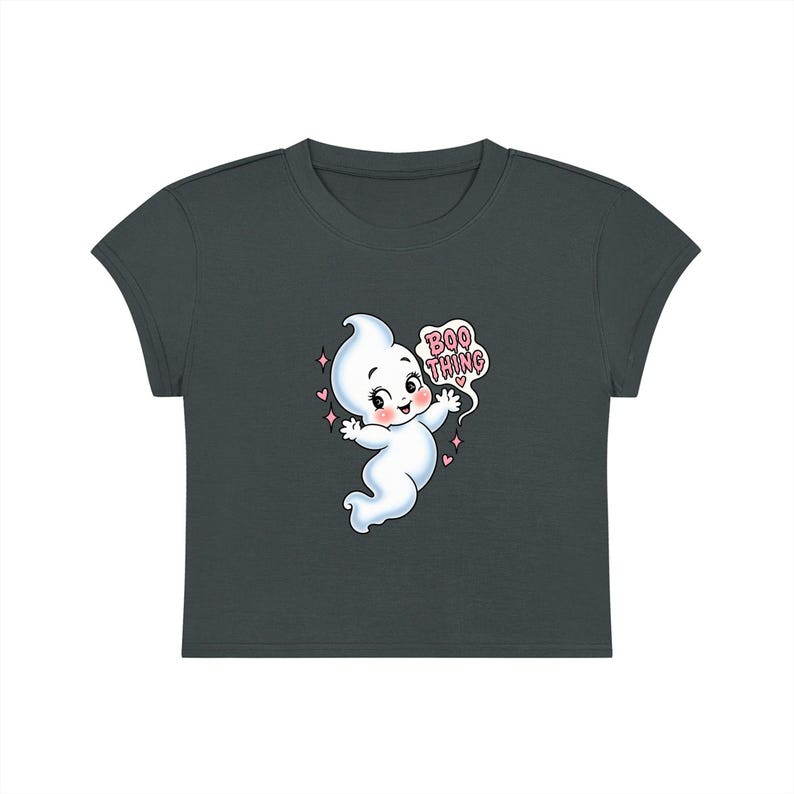 Camiseta con estampado de fantasmas, top espeluznante de Halloween, camiseta corta (impresión DTG) Dark Gray
