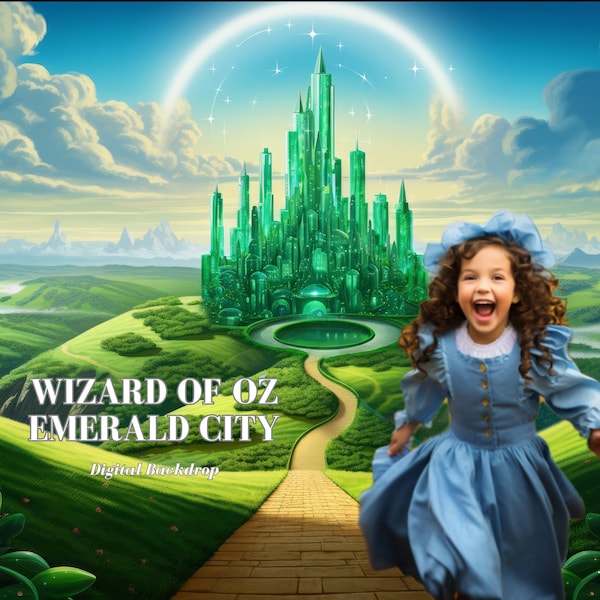 Wizard of Oz Digital Backdrop Yellow Brick Road to Emerald City Digital Background for Fairy Tale Composite Images Adventures of Dorothy