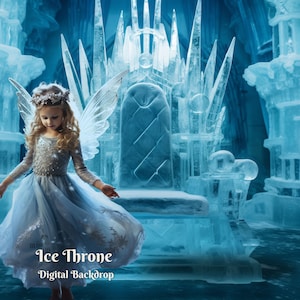 Ice Throne Digital Backdrop Magical Winter Digital Background Arctic Ice Castle Digital Background Winter Fantasy Composite Photo Overlay