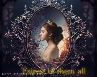 La más bella de todas Fondo digital Espejo mágico Fondo digital Tema de fantasía Superposición de Photoshop para fotografías y sesiones de fantasía