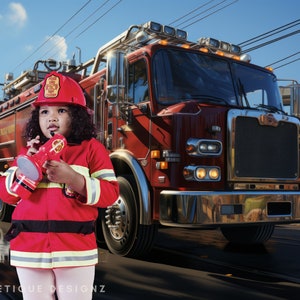 Firefighter Digital Backdrop Fireman Photo Background Firetruck Photoshop Overlay Composite Photos Fireman Hero Background