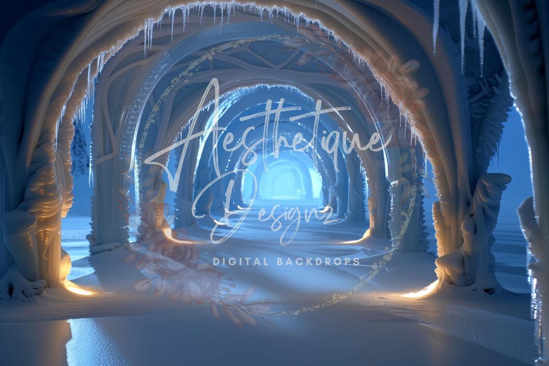 Frozen Castle Hallway Digital Backdrop Magical Winter Digital ...