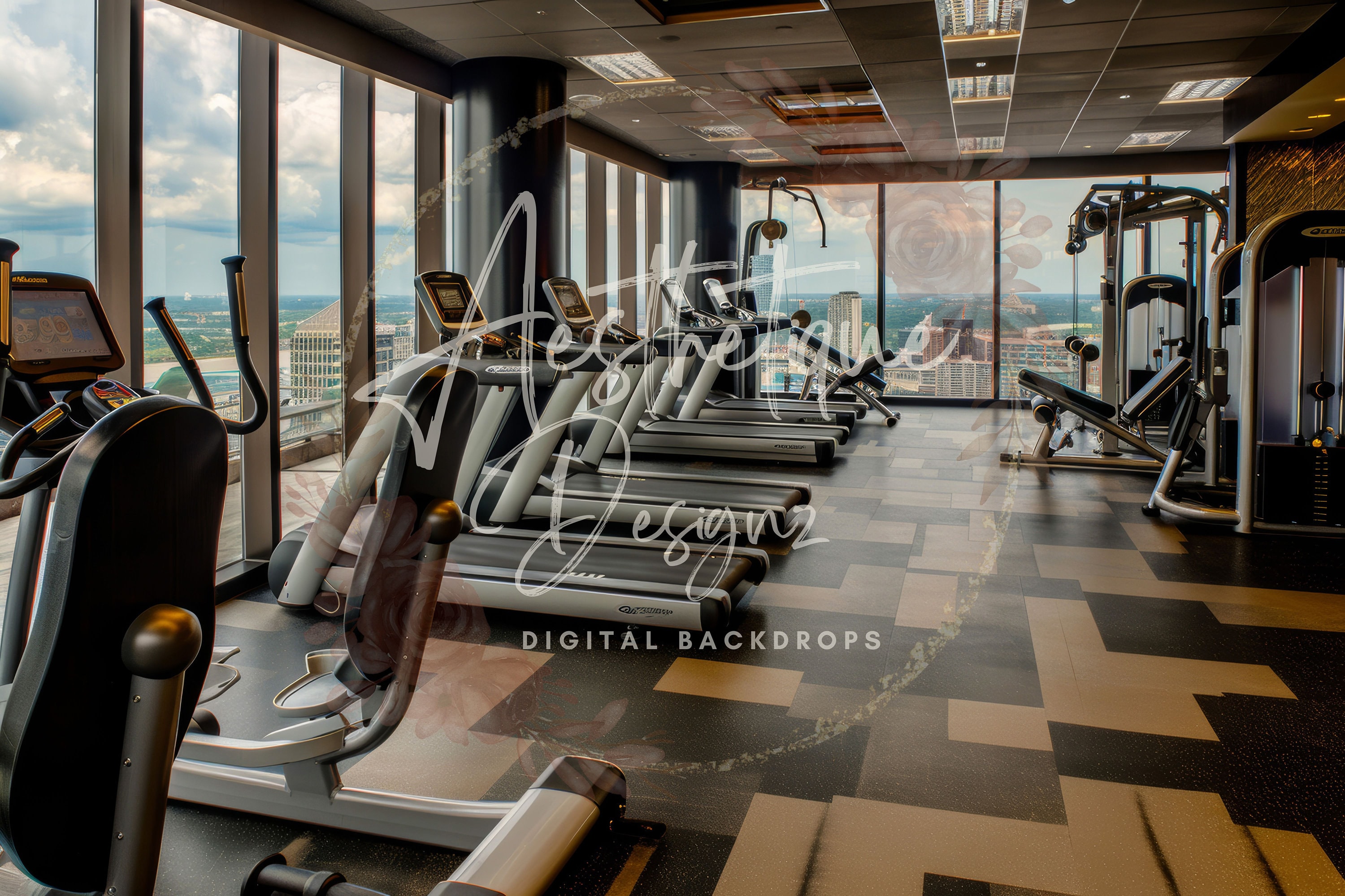 City Gym Digital Backdrop Gym Workout Digital Background Cardio ...