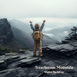 Rocky Mountain Digital Backdrop Hiking Adventure Digital Background Foggy Mountain Digital Background for Creative Composite Images