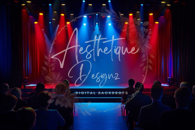 Stage With Audience Digital Backdrop Modern Performance Theater ...
