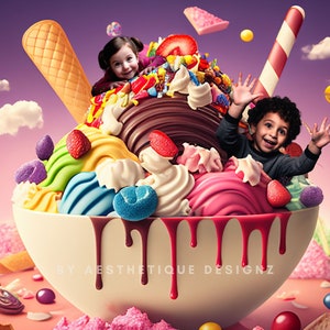 Big Ice Cream Digital Backdrop Candyland Background Big Dessert Photoshop Overlay Sweet Tooth Photo Background Ice Cream Lovers