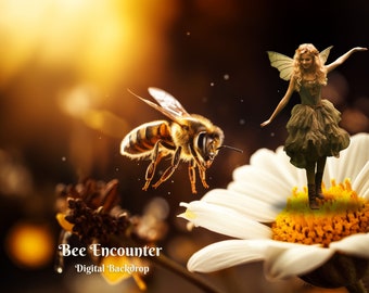 Bee Encounter Digital Backdrop Bee's Pollination Digital Background for Nature and Animal Lover Creative Composite Images