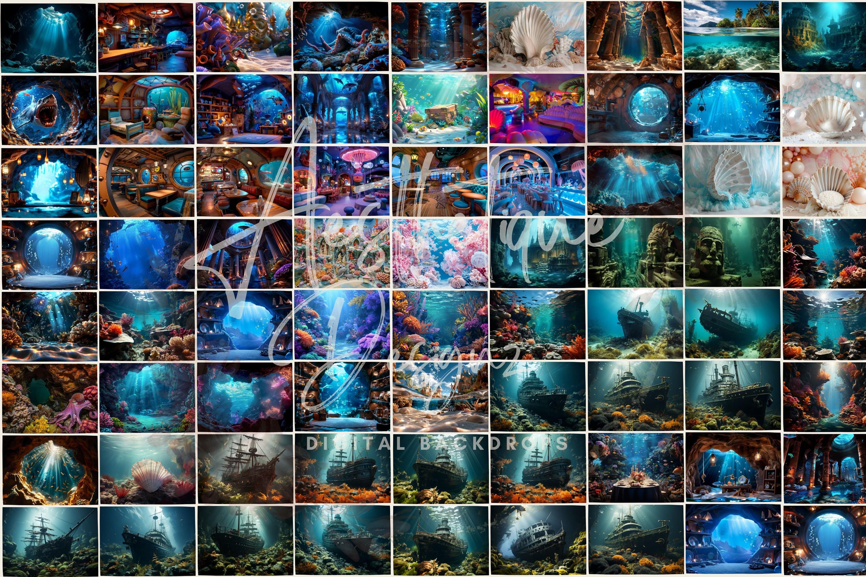 80+ Underwater Fantasy Digital Backdrop Mermaid Under the Sea Digital ...