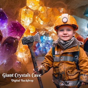 Giant Crystals Cave Digital Backdrop Crystal Rock Cave Digital Background Crystal Shards Overlay Calcite Stones Composite Images