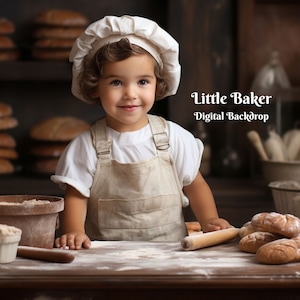 Little Baker Digital Backdrop Rustic Bakery Photography Background  for Creative Composite Images  Bread and Pastry Lover Digital Background