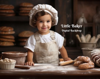 Little Baker Digital Backdrop Rustic Bakery Photography Background  for Creative Composite Images  Bread and Pastry Lover Digital Background