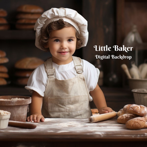 Little Baker Digital Backdrop Rustic Bakery Photography Background  for Creative Composite Images  Bread and Pastry Lover Digital Background