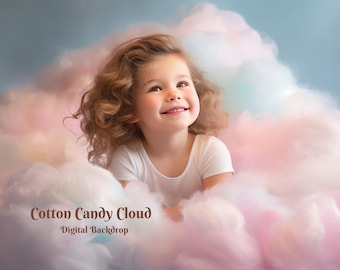 Suikerspin Wolk Digitale Achtergrond Pastel Katoen Wolk Digitale Achtergrond Regenboog Wolk Foto Achtergrond Voor Creatieve Samengestelde Afbeeldingen