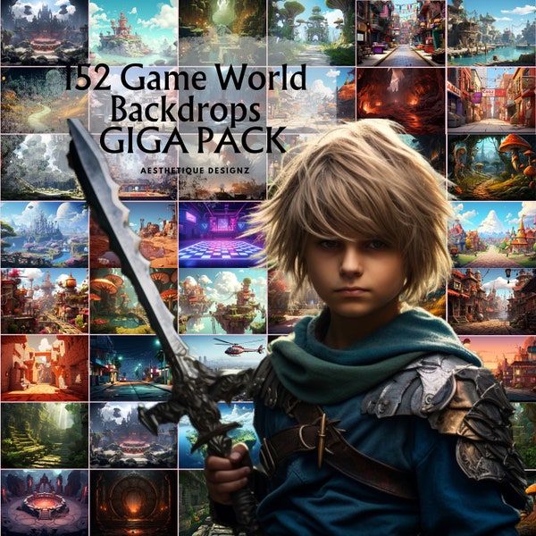 152 Game World Digital Backdrops Gamer Photography Background for Composite Images and Photoshop Overlays, Gamer Cosplay Background, RPG