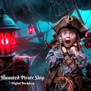 Haunted Pirate Ship Digital Backdrop The Flying Dutchman Digital Background for Scary Pirate Ship Creative Images Pirate Ship Battle