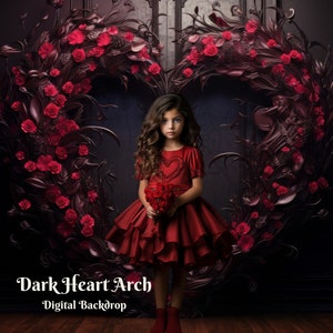 Dark Heart Arch Digital Backdrop for Valentines Composite Images Hearts Day Digital Background for Romantic Photo Images