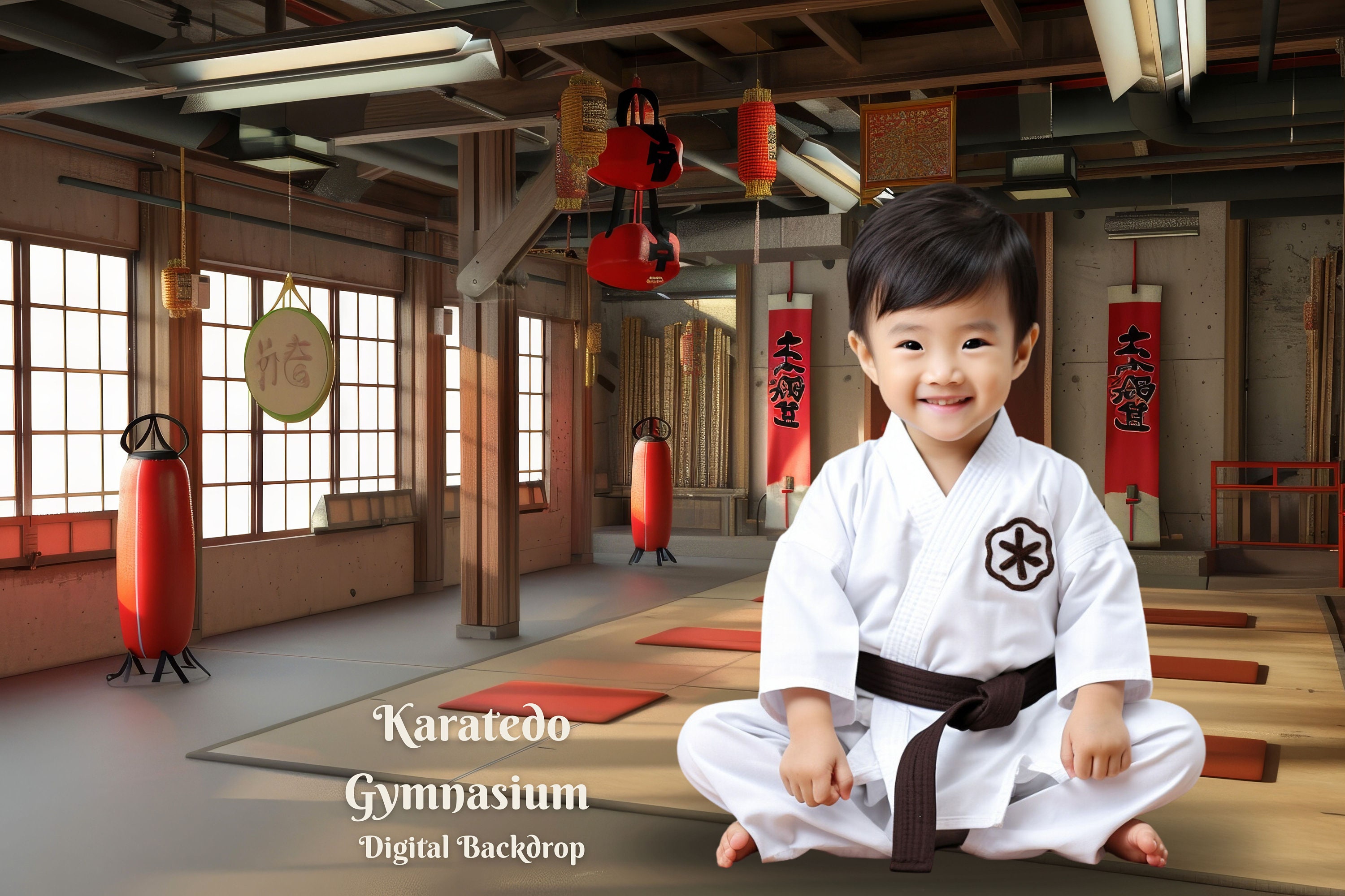 Karatedo Dojo Digital Backdrop Old Karate Gym Digital Background Martial Arts Training Grounds Photo Background for Taekwondo Overlays
