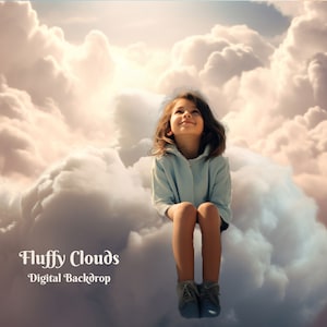 Fluffy Cloud Digital Backdrop White Cotton Cloud  Digital Background Pure White Cloud Photo Background for Creative Composite Images