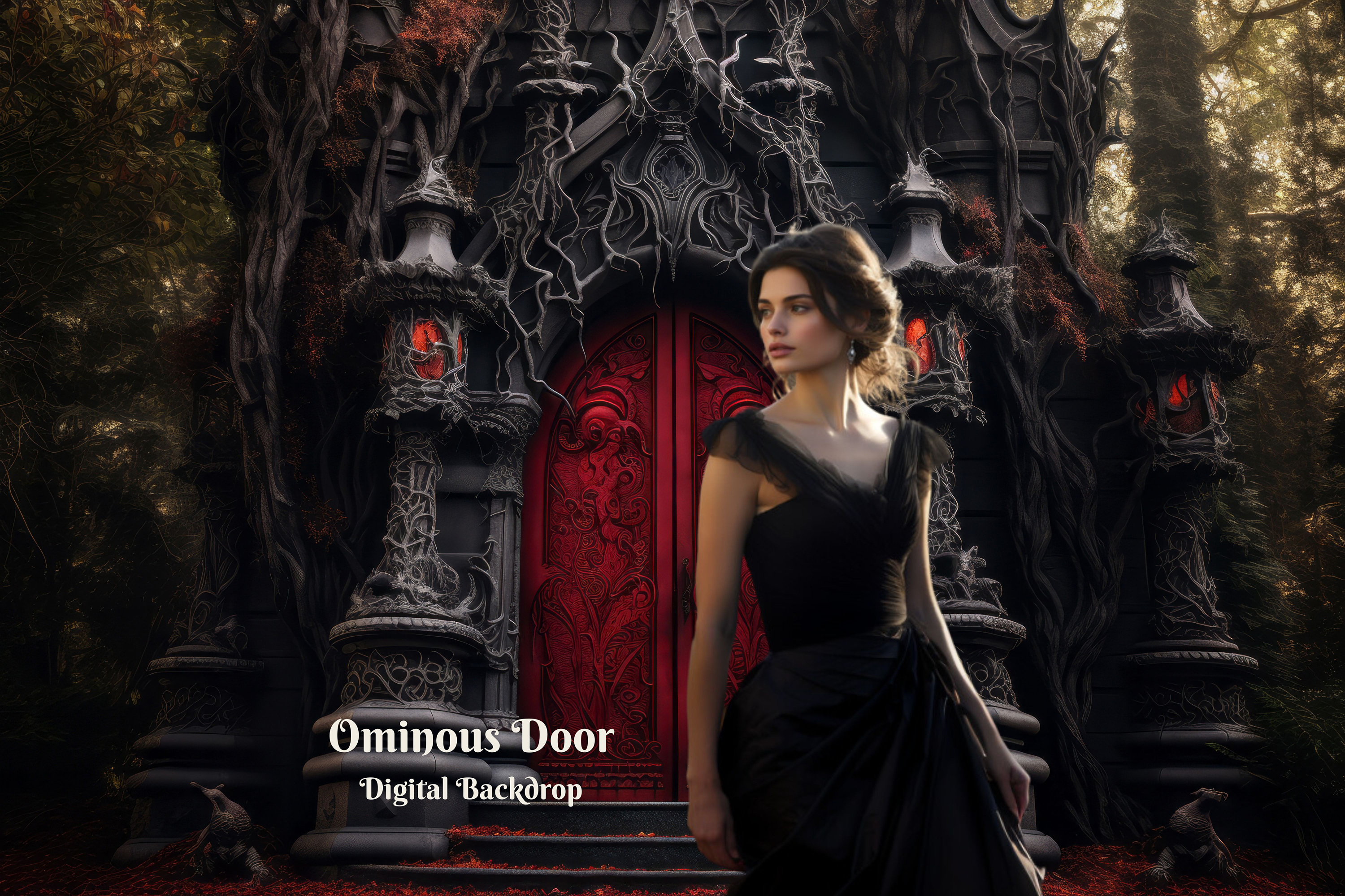 Ominous Door Ominous Door Digital Backdrop Dungeon Entrance Photo Background for ...