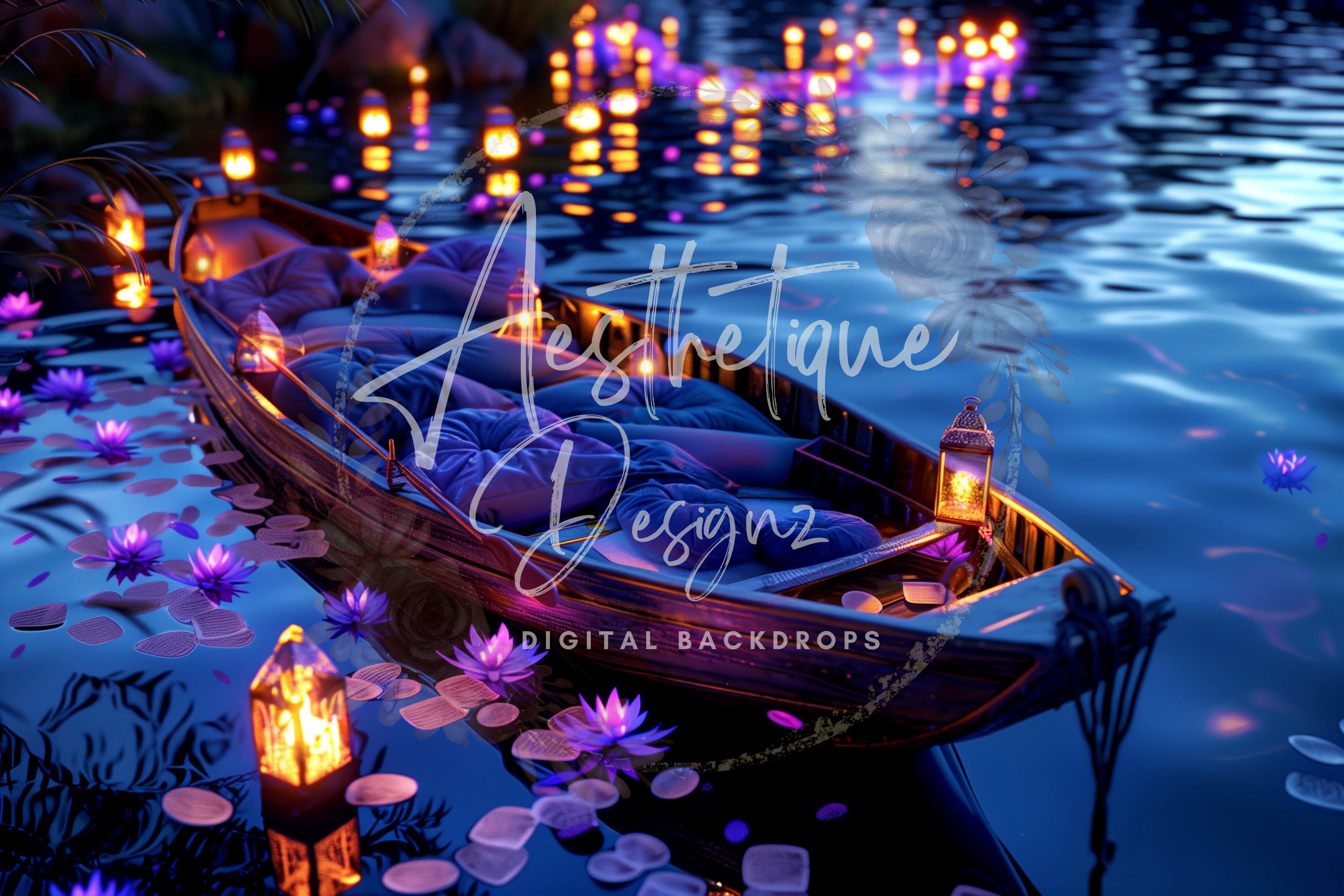 Lavender Boat Ride Digital Backdrop for Valentines Composite Photo