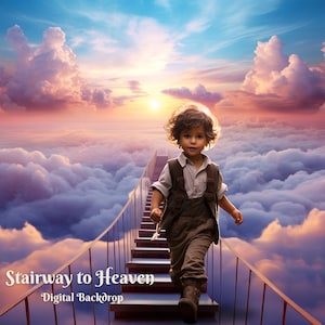 Stairs to Heaven Digital Backdrop Sea of Clouds Photography Background for Loved ones Memorial Background Bridge above the Clouds Images