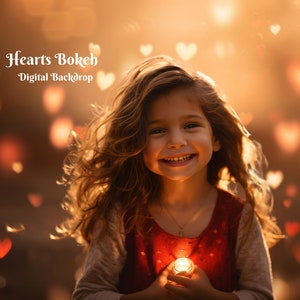 Hearts Bokeh Digital Backdrop Valentines Portrait Photography Background  for Creative Composite Images Hearts Digital Photo Background