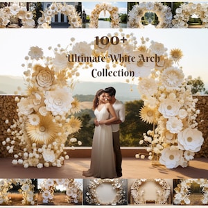 119 White Floral Arch Backdrops Maternity Digital Backdrop Wedding Photography Background  White Paper Arch Collection for Composite Images
