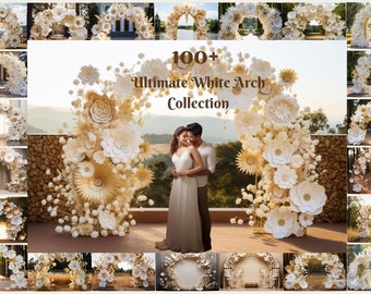 119 White Floral Arch Backdrops Maternity Digital Backdrop Wedding Photography Background  White Paper Arch Collection for Composite Images
