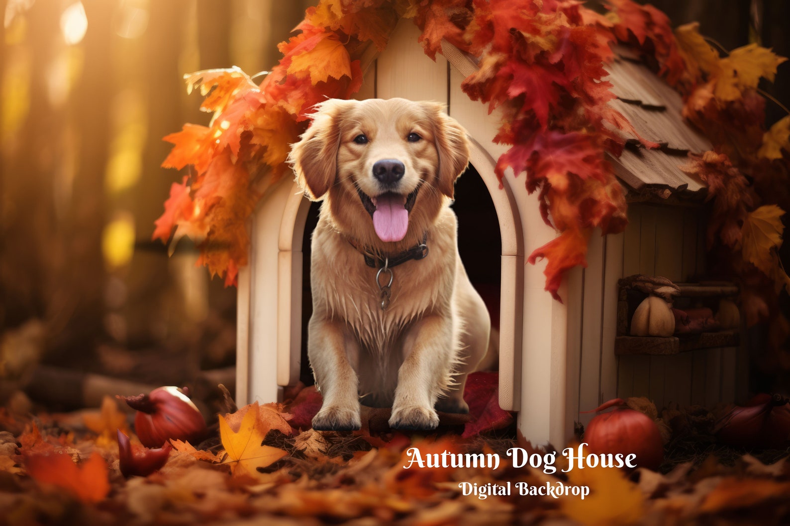 Beautiful Autumn Dog House Digital Backdrop Pet Autumn Wonderland ...
