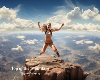 Top of the Mountain Digital Backdrop  for Reaching Success Composite Images Tip of Rocky Mountain  Digital Background for Mountaineer Hikers