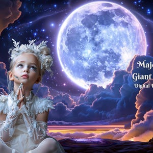 Majestic Giant Moon Digital Backdrop Enigmatic Moon Background Werewolf Composite Overlays under the Bright Full Moon Digital Backdrops