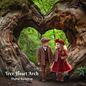 Tree Heart Arch Digital Backdrop for Valentines Composite Images Hearts Day Digital Background for Romantic Photo Images