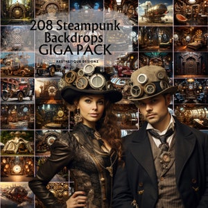 208 Steampunk Digital Backdrops GIGA PACK Steampunk Inspired Photography Backgrounds High Resolution Backgrounds for Composite Images