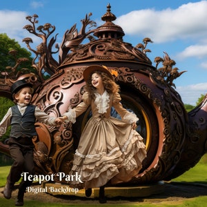 Teapot Cabin Digital Backdrop for Creative Victorian Composite Images Victorian Era Park Digital Background for Fantasy Victorian Background