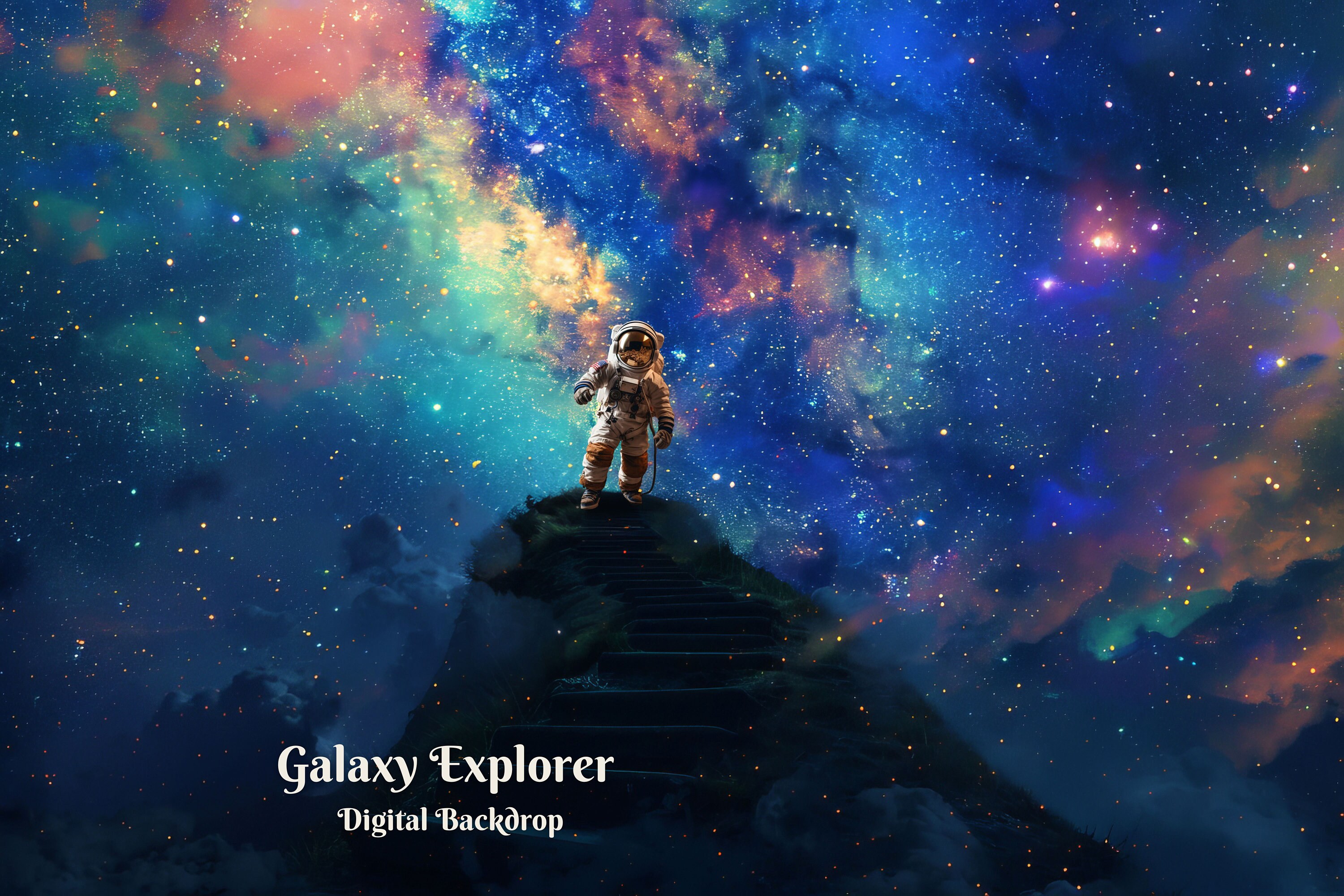 Galaxy Explorer Digital Backdrop Kid Astronaut Digital Background for ...