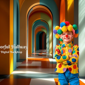 Cenário digital colorido para corredor, estética, arco-íris, foto, fundo para imagens compostas de hall multicoloridas para sobreposição criativa infantil