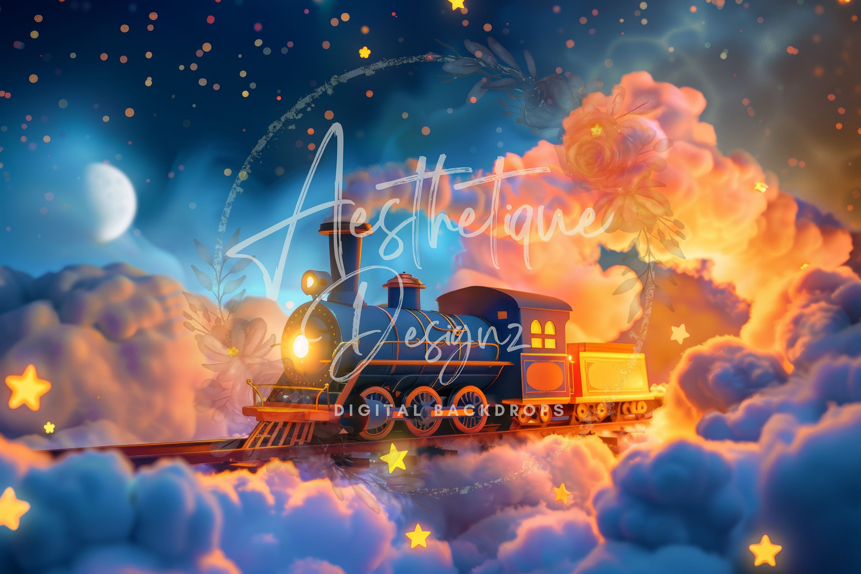 Dreamy Chu Chu Train Digital Backdrop for Train Above the Clouds ...