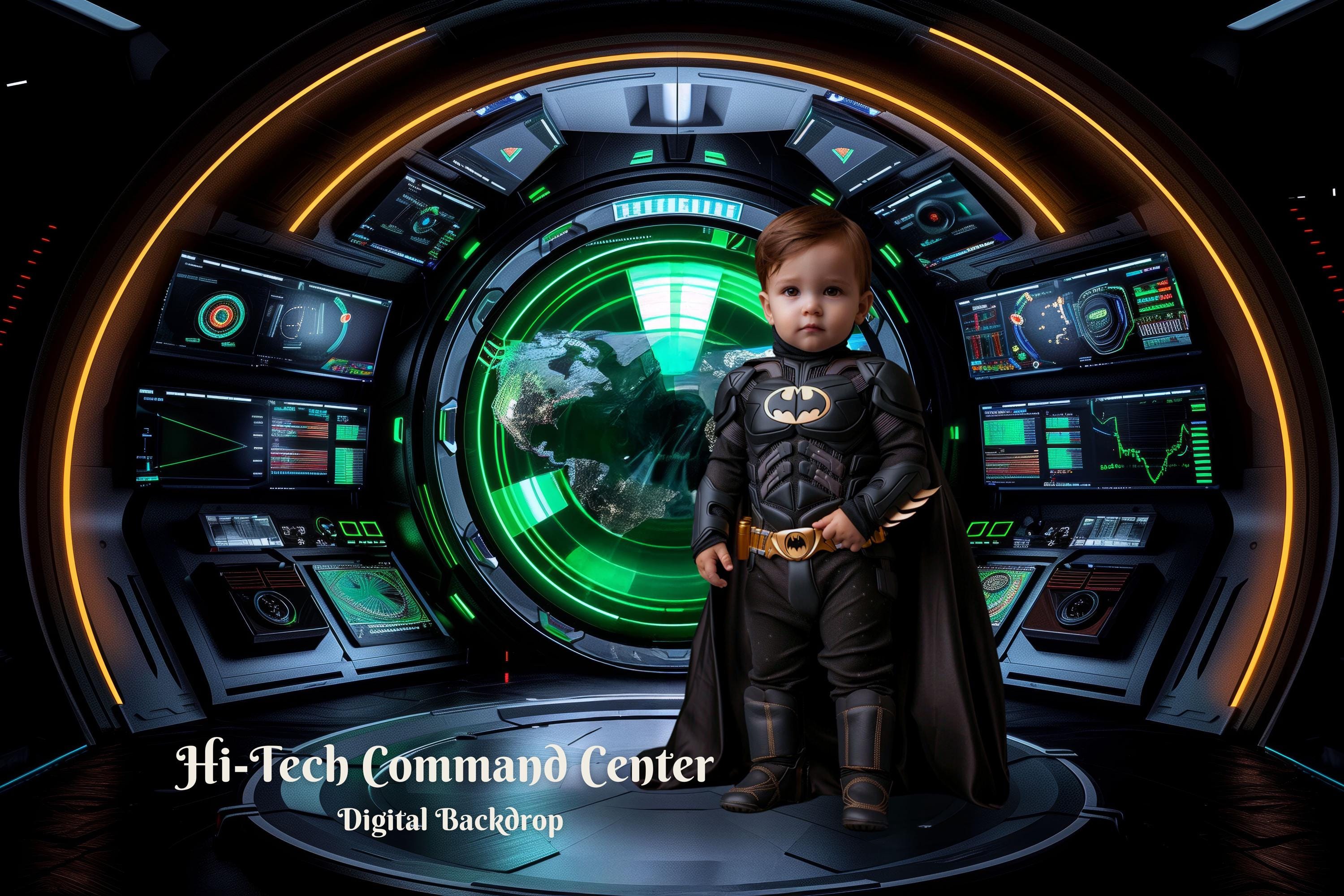 Hi-tech Command Center Digital Backdrop for Advanced Future Technology ...