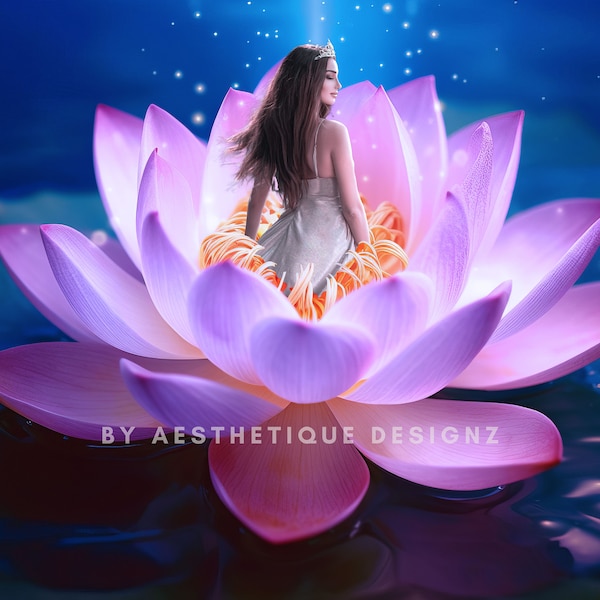 Magic Lotus Digital Backdrop PSD Download Magical Flower Photoshop Overlay Maternity Shoot Backdrop Birthday Celebration Background