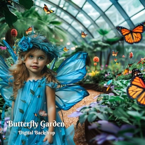 Butterfly Garden Digital Backdrop Greenhouse Garden Photo Background Botanical Butterflies Digital Backdrop for Flower Plant Composite Image